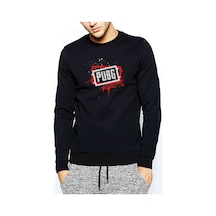 Pubg Kan Pubg Siyah Baskılı Siyah Erkek Örme Sweatshirt