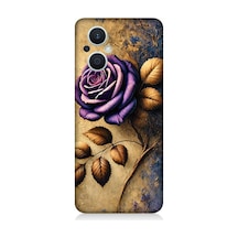 Oppo Reno 7 Lite 5g Uyumlu Kuru Yaprakta Mor Gül Desenli Silikon Kılıf Çok Renkli