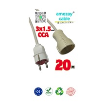 20 Metre Uzatma Kablosu Tek Prizli Cca 3x1.5mm² Tamir Bakımda Yardımcı Amezay Cable 20 Metre