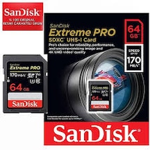 Sandisk Extreme Pro  64Gb Sd Kart  Read:170Mbs-Write:90 Mbs  4K