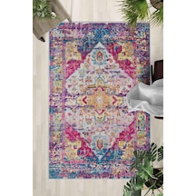 Kaymaz Taban Yıkanabilir Halı Mutfak, Salon, Yatak Odası İçin Modern Dijital Baskı Halı Slnhalı33 - 0115 Çok Renkli