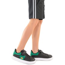 Kiko Kids Artela Cırtlı Erkek Çocuk Günlük Spor Ayakkabı Siyah - Yeşil 001