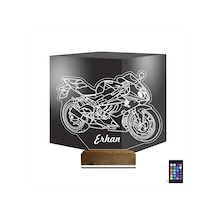 Luvivia Motosiklet Yarış Motoru Kişiye Özel 3d Lamba - Masa Gece Lambası V1 Şeffaf