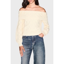 Armani Exchange Regular Fit Örgü Desenli Kayık Yaka Kazak Kadın Kazak Xw002644 Af25938 U1111 Bej