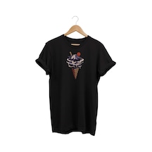 Dağ Baskılı Siyah T-shirt Siyah