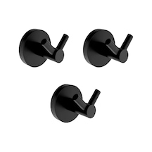 Siyah İkili Askılık 3'lü Set Vidalı Paslanmaz Metal Duvar Askısı Banyo Ve Mutfak İçin Modern Tasarım Çok Renkli