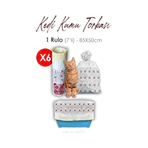 6 Rulo Kedi Kumu Torbası, 85x50cm Boyutunda, 7' Li 6 Rulo