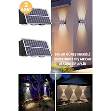 Technojet Solar Güneş Enerjili 6 Ledli Bahçe Aydınlatması Aplik Sarı Işık Led Lamba 2 Adet Siyah