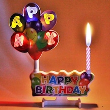 LED IŞIKLI PASTA MUMU MÜZİKLİ PASTA MUMU PİLLİ MUM DOĞUM GÜNÜ PASTA MUMU BALLOONS HAPPY BIRTHDAY CANDLES