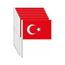 12.5X22.5CM 100Lü Çıtalı Kağıt Sallama Sopalı Türk Bayrağı