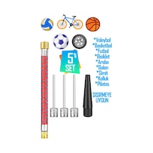 Bykurt 5'li Set Top Şişirme İğnesi Seti Voleybol Basketbol Futbol Bisiklet Pilates Şişirme Seti