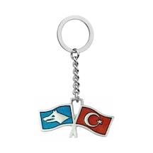 Türk Bozkurt İkili Bayrak Anahtarlık Çanta Süsü