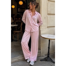 Madmext Pembe Saten Gömlek Pantolon Takım Mg2745 Madmext Pembe Saten Gömlek Pantolon Takım Mg2745
