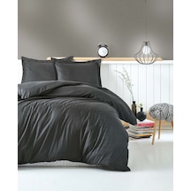 Cotton Box Saten Line Elegant Stripe Antrasit Çift Kişilik Nevres Antrasit