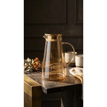 Premium Borosilikat Cam Gold Sürahi 1.9 L Isıya Dayanıklı Çay & Detoks Sürahisi