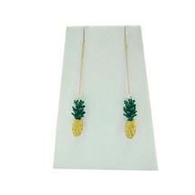 Renkli Metal Ananas Zincir Küpe Çok Renkli