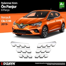 S-Dizayn Renault Clio 5 Krom Ön Alt Panjur 6 Prç. 2019 ve Üzeri