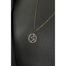 Mooni Accessories Yılan Model Renkli Zirkon Taş İşlemeli Gold Altın Renk 316L Kolye Altın
