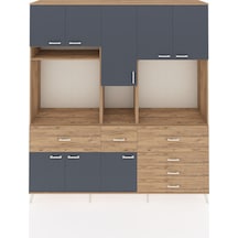 Hyperion Dolap 10 Raflı 6 Çekmeceli 8 Kapaklı 220x44x243 Çam-antrasit/çam Antrasıt/atlas Çam