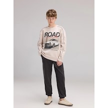 LC Waikiki Lcw Kids Bej Baskılı Erkek Çocuk Sweatshirt Ve Eşofman Altı Beıge