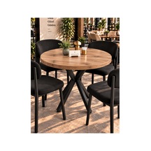 Kalınlaştırmalı Mutfak Cafe Balkon Bahçe Restoran Yemek Masası 70x70 Siyah Çam Yuvarlak Siyah - Çam Siyah - Çam