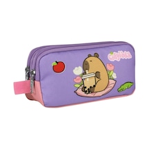 Tr Kız Çocuk İki Bölmeli Kalem Çantası - Mor - Pembe - 5235 Genel