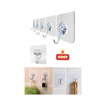 5 Adet Yapışkanlı Şeffaf Çok Amaçlı Kancalı Suya Dayanıklı Askı Seti Mutfak Banyo Gereçleri Asma Set Diğer