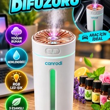 5 Esanslı Araç Difüzörü Nemlendirici Led Işıklı Usb Buhar Cihazı
