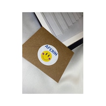 Aferin Yazılı Sevimli Sticker Mat Etiket 4 Cm 100 Adet Çok Renkli