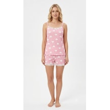 Suısy Pink Heart Pembe Kalp Desenli Şortlu Pijama Takımı