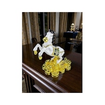 Şahlanan At Biblo 10 10 CM Beyaz Gold Taş Detaylı