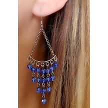 Lacivert Zirkon Taşlı Tasarım El Işi Gümüş Küpe Lacivert Zirkon Taşlı Tasarım El Işi Gümüş Küpe