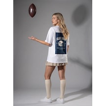 Black Nova Oversize Baskılı Unisex Tişört Nova Football Beyaz