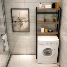 Umutpark Umuthomedesing Metal Ahşap Banyo Raf. Kahverengi