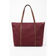Vellabags Kadın Bordo Büyük Boy Omuz Çantası Fermuarlı Günlük Tote Bag