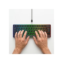 Oem G61 Mini Rgb 61 Tuşlu Ergonomik Mekanik Mini Kablolu Oyuncu Klavyesi %60 Usb Arabirimli Blue Switch