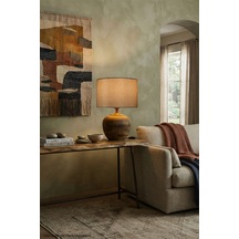 Roza Abajur-seramik Gövdeli Modern Masa Lambası- Dekoratif Salon Ve Yatak Odası Aydınlatması Km1 Kum Beji Km1 Kum Beji