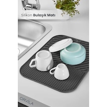 Silikon Su Toplamaz Bulaşıklık Matı Bulaşık Kurutma Matı Gri