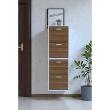 Eliusta Slim 4 Düşer Kapaklı 52 Cm Ceviz Asma Ayakkabılık Kapı Önü/antre 52x156x26 Cm Ayakkabılık Ceviz