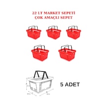 22 Litre 5 Adet Market Sepeti, Alışveriş Sepeti, Saplı Market Sep