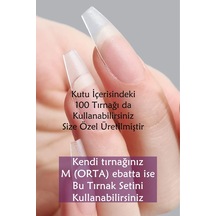 100 Adet Medıum Küt Orta Uzunlukta Jel Protez Tırnak Tips Medıum