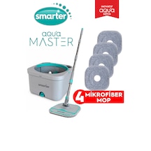 Smarter Aqua Master 4 Adet Mikrofiber Mop Temiz Kirli Suyu Ayırma Özelliği Otomatik Temizlik Seti Paspas