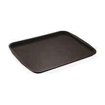 Siyah Midi Boy Plastik Servis Tepsisi Kırılmaz Lokanta Büfe Fast Food Kullanım 44x32 Cm Çok Renkli
