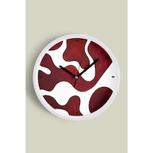 Soyut - Bohem Modern Duvar Saati - 35cm - Önü Camlı Beyaz Kasa - Sessiz Mekanizma Beyaz