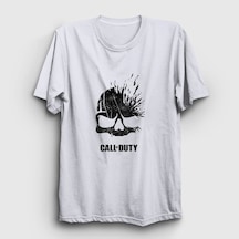 Presmono Unisex Skull Call Of Duty T-shirt Beyaz