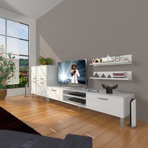 Decoraktiv Eko On Slm Dvd Krom Ayaklı Tv Ünitesi Tv Sehpası Beyaz