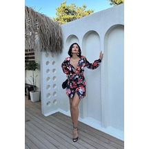 Kırmızı Kuşaklı Saten Elbise Kırmızı