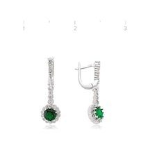 Gumush Gümüş Yeşil Çiçek Sallantılı Küpe N11.53279