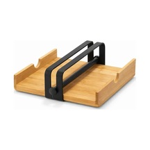 Tr Bambu Ahşap Metal Siyah Peçetelik, 18 X 18 Cm, Modern Mutfak Sofra Organizeri Diğer