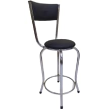 Sandalye BAR Tipi Yüksek Model 1adet SİYAH Suni deri döşeme Metal Çelik nikelaj El Yapım
